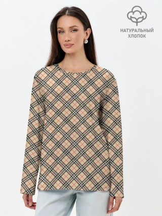 Лонгслив женский. Хлопок / Костюм в клетку