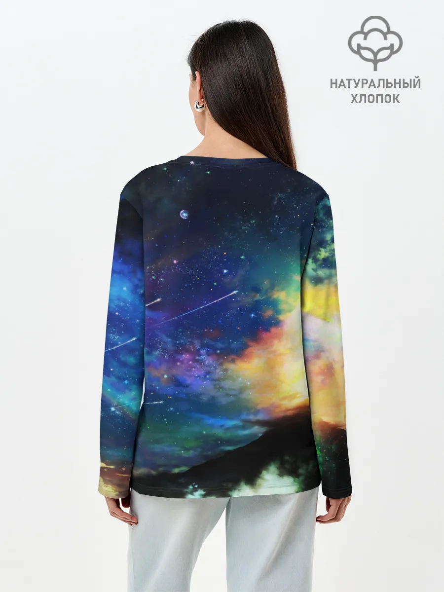 Лонгслив женский. Хлопок / Космические краски