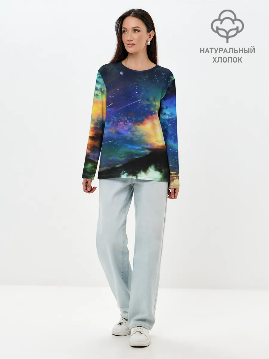 Лонгслив женский. Хлопок / Космические краски