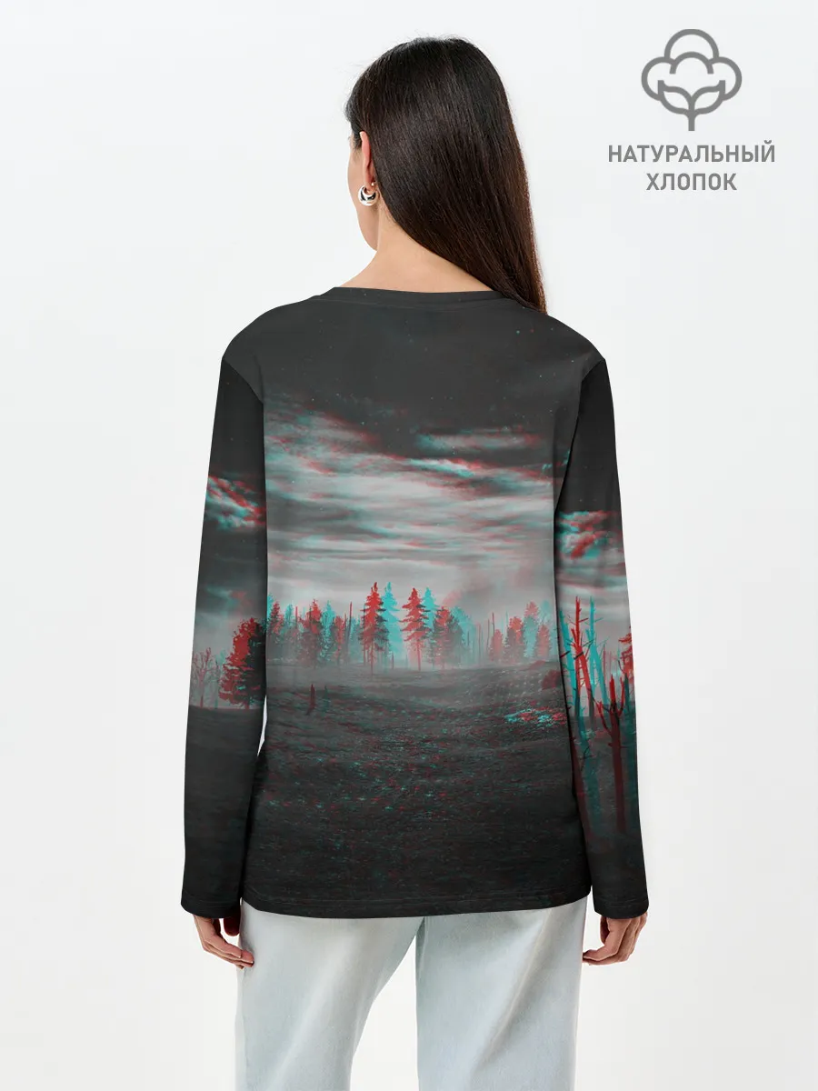 Лонгслив женский. Хлопок / Siren Head Horror Glitch