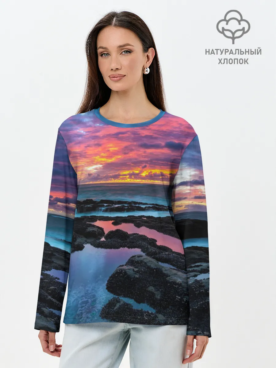 Лонгслив женский. Хлопок / Закат