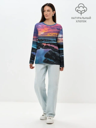 Лонгслив женский. Хлопок / Закат