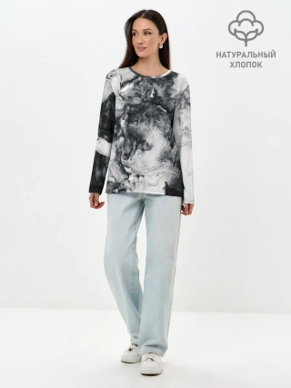 Лонгслив женский. Хлопок / МРАМОР