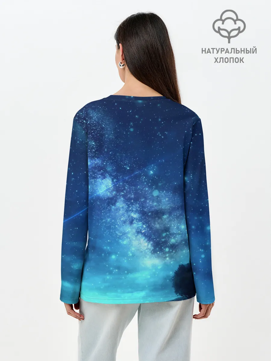 Лонгслив женский. Хлопок / Синяя Небо
