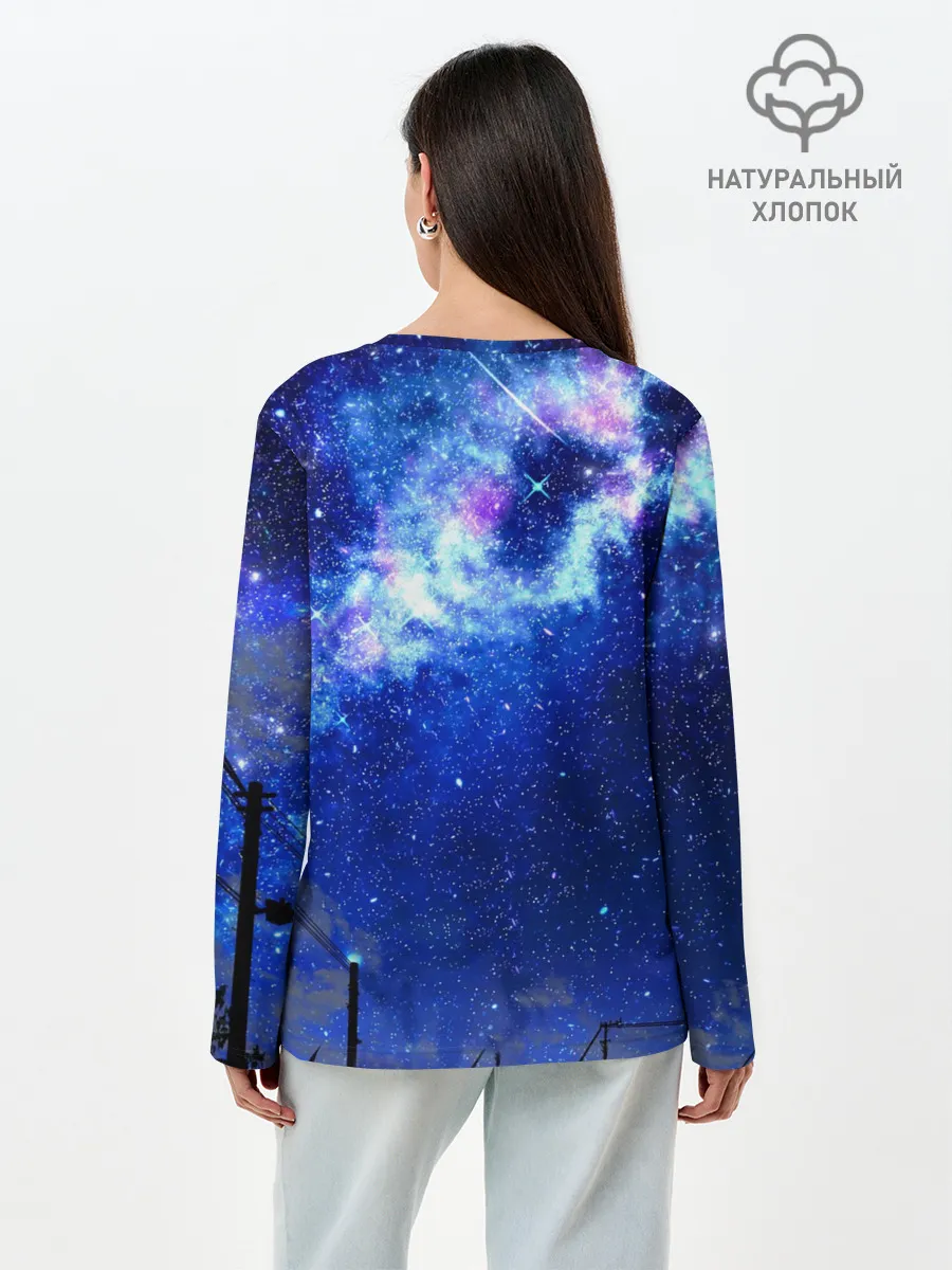 Лонгслив женский. Хлопок / Ночное Небо