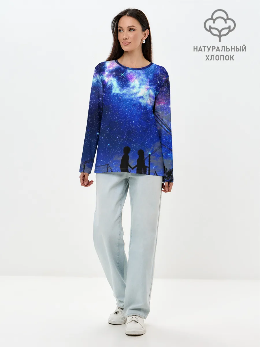 Лонгслив женский. Хлопок / Ночное Небо