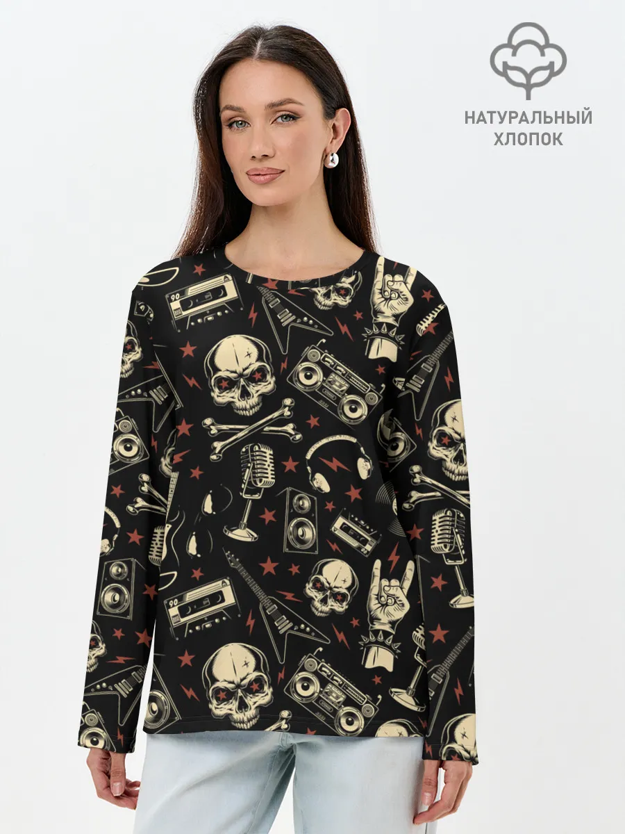 Лонгслив женский. Хлопок / Рок!