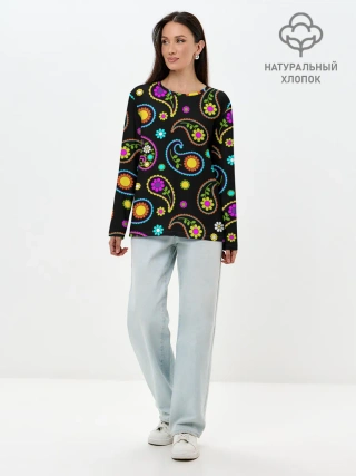 Лонгслив женский. Хлопок / ЦВЕТЫ
