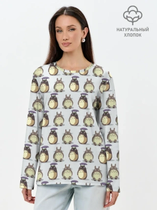 Лонгслив женский. Хлопок / Маленькие Тоторо 2