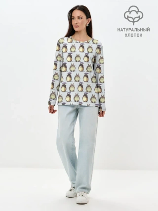 Лонгслив женский. Хлопок / Маленькие Тоторо 2