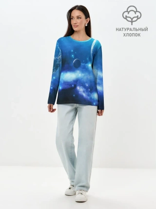 Лонгслив женский. Хлопок / КОСМОС