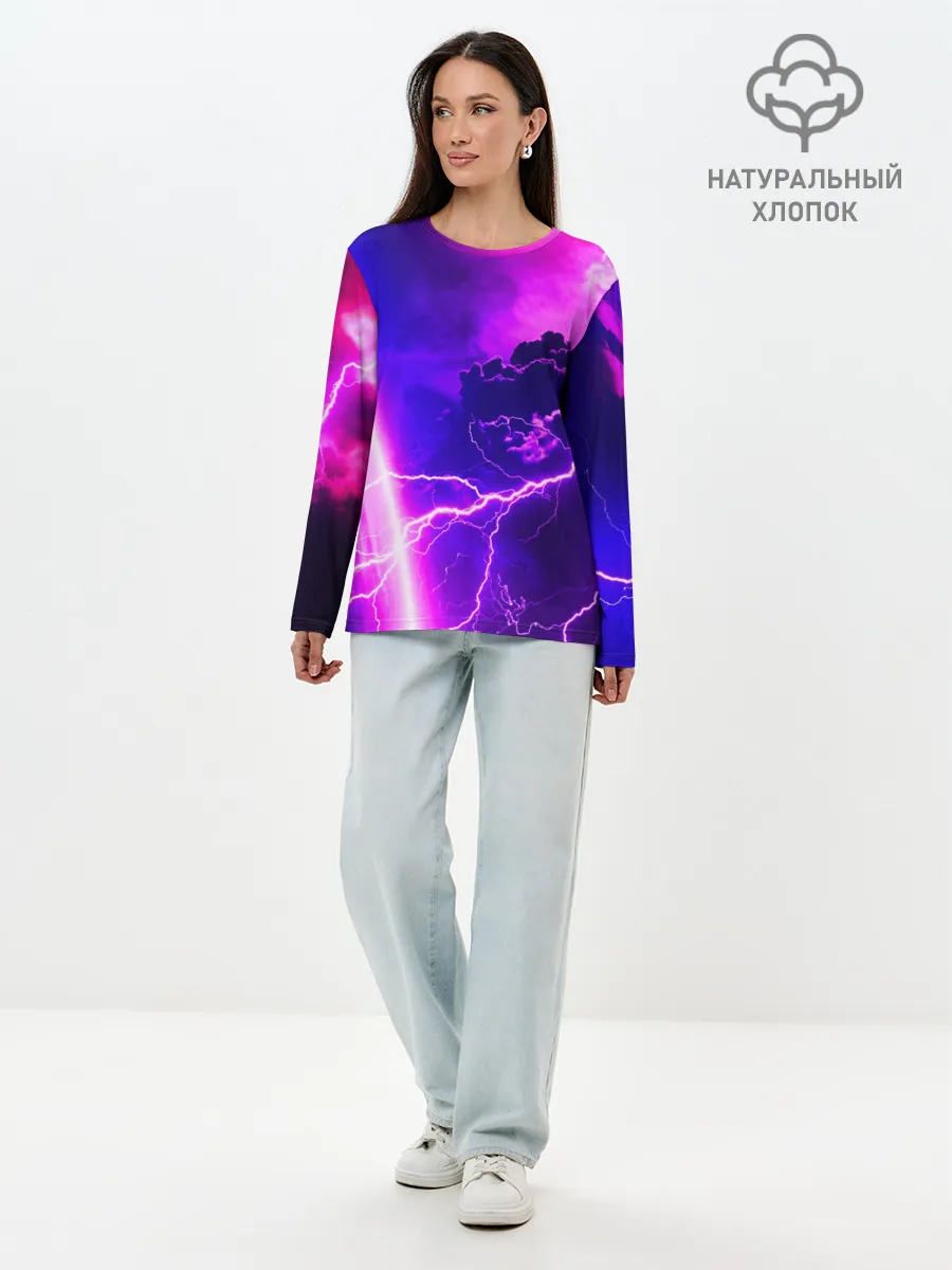 Лонгслив женский. Хлопок / Гроза