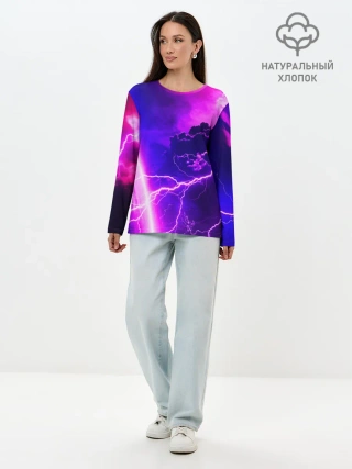 Лонгслив женский. Хлопок / Гроза