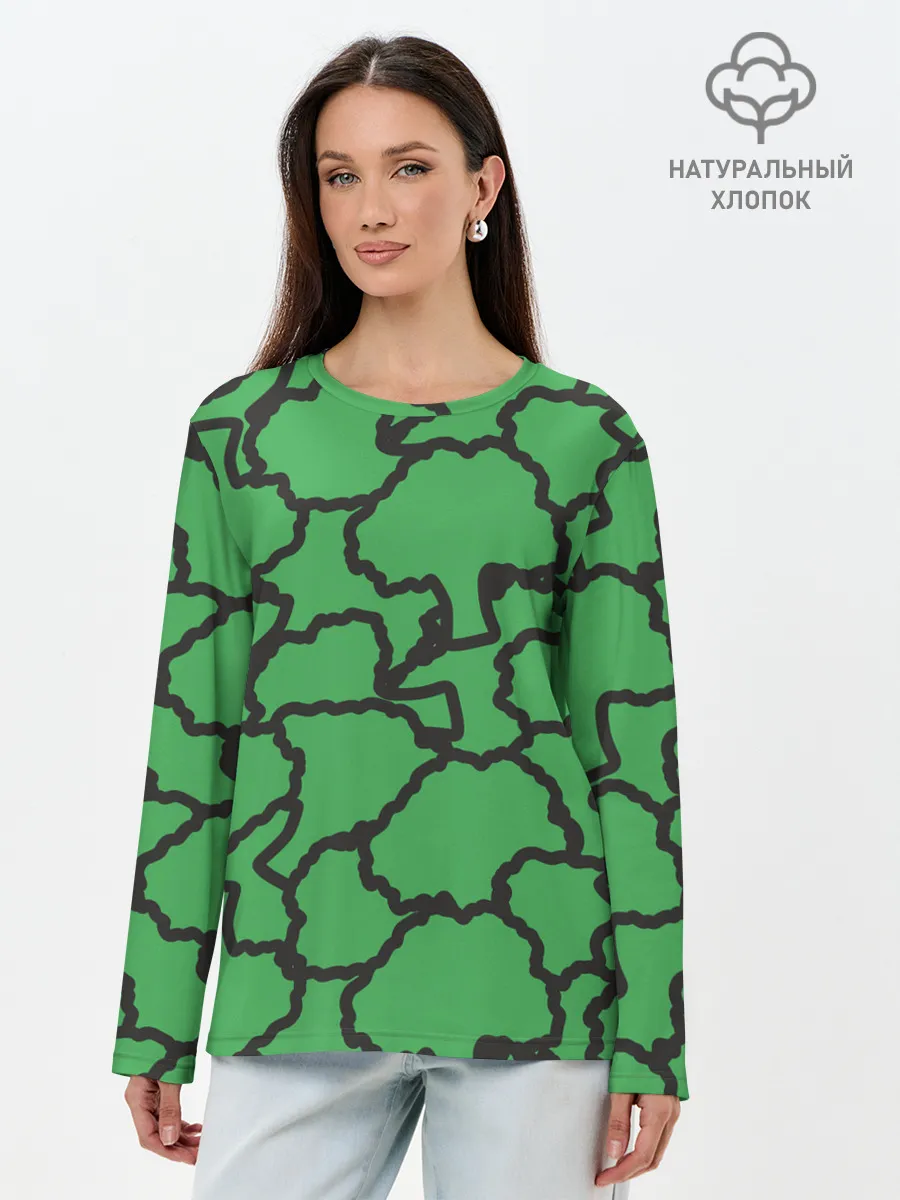 Лонгслив женский. Хлопок / БРОККОЛИ