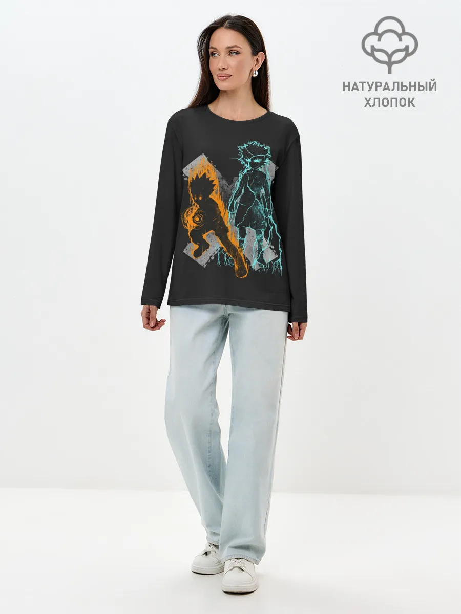 Лонгслив женский. Хлопок / Logo Hunter с персонажами