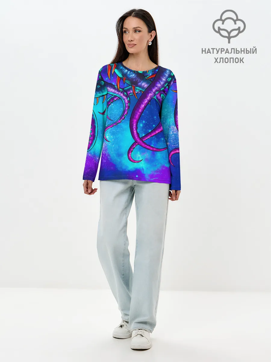 Лонгслив женский. Хлопок / Щупальца