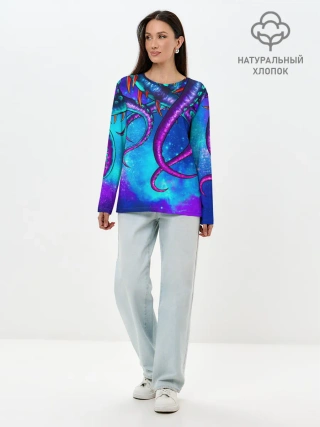 Лонгслив женский. Хлопок / Щупальца