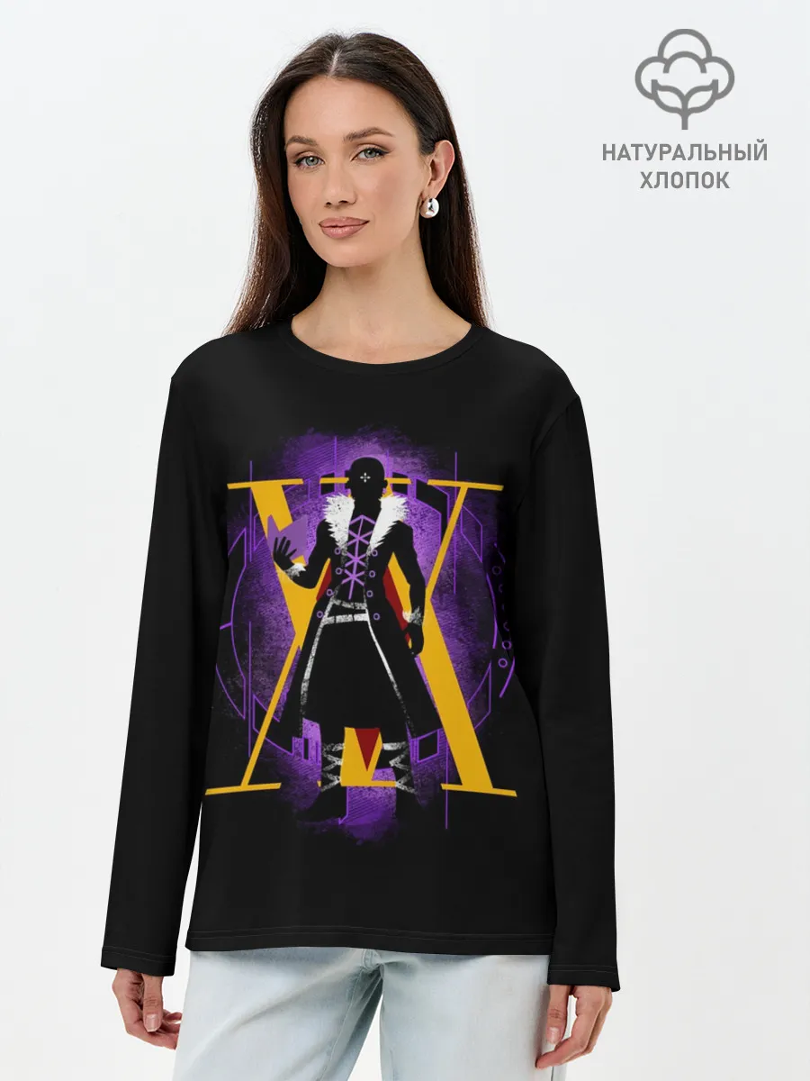 Лонгслив женский. Хлопок / HH желтый на фиолетовом