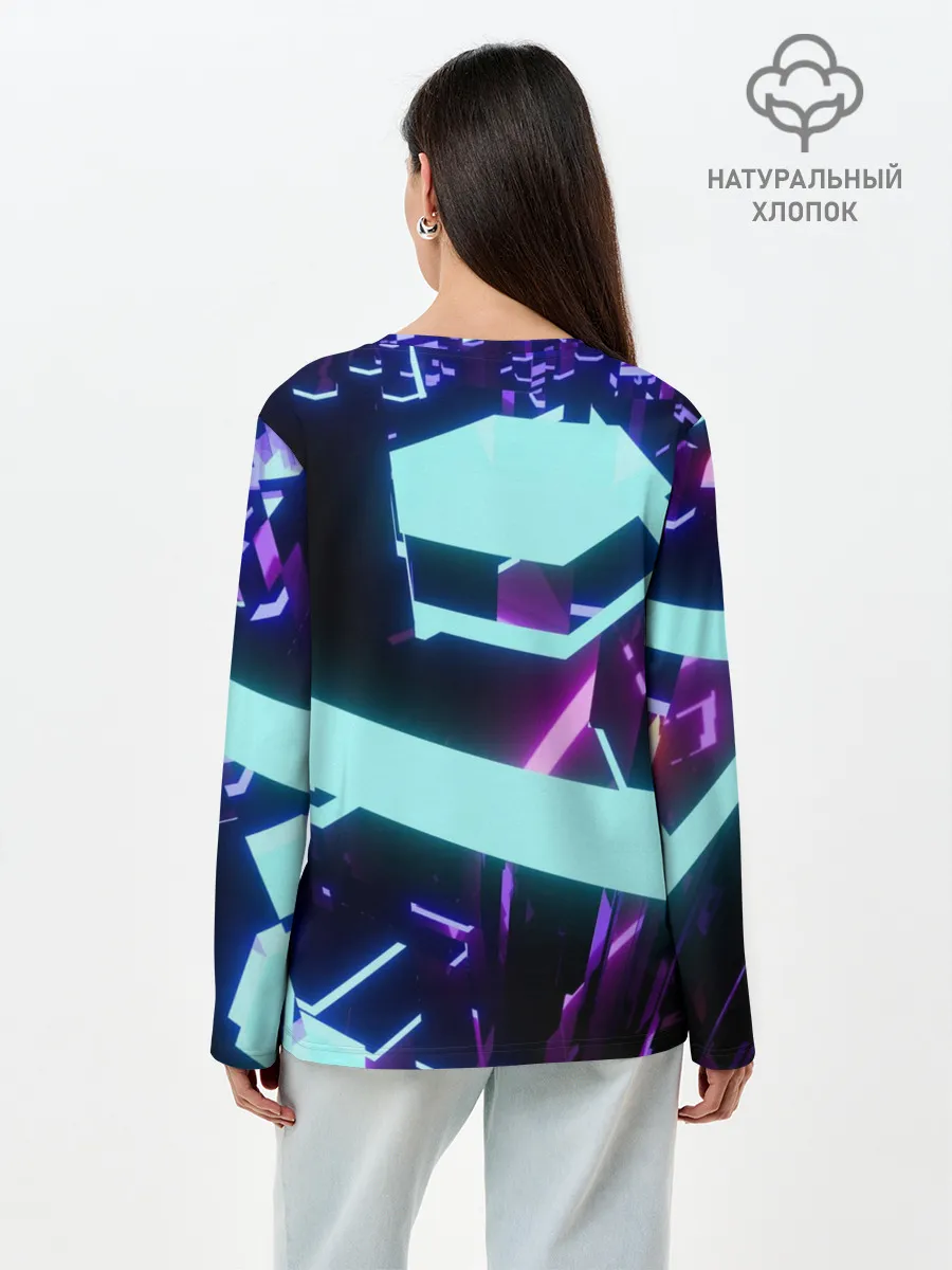 Лонгслив женский. Хлопок / Blue Neons