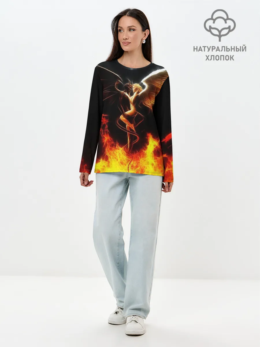 Лонгслив женский. Хлопок / Angel and demon