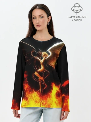 Лонгслив женский. Хлопок / Angel and demon