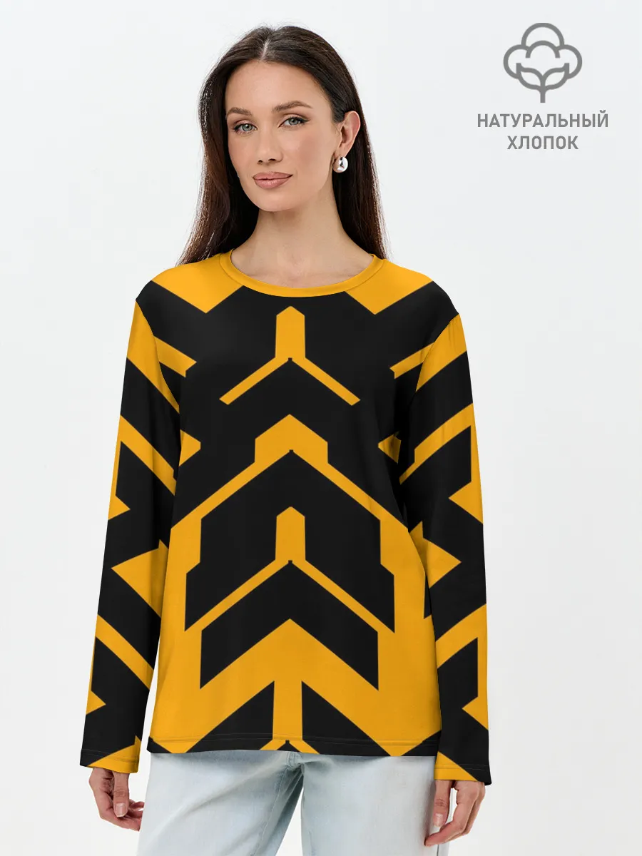 Лонгслив женский. Хлопок / геометрия концепт