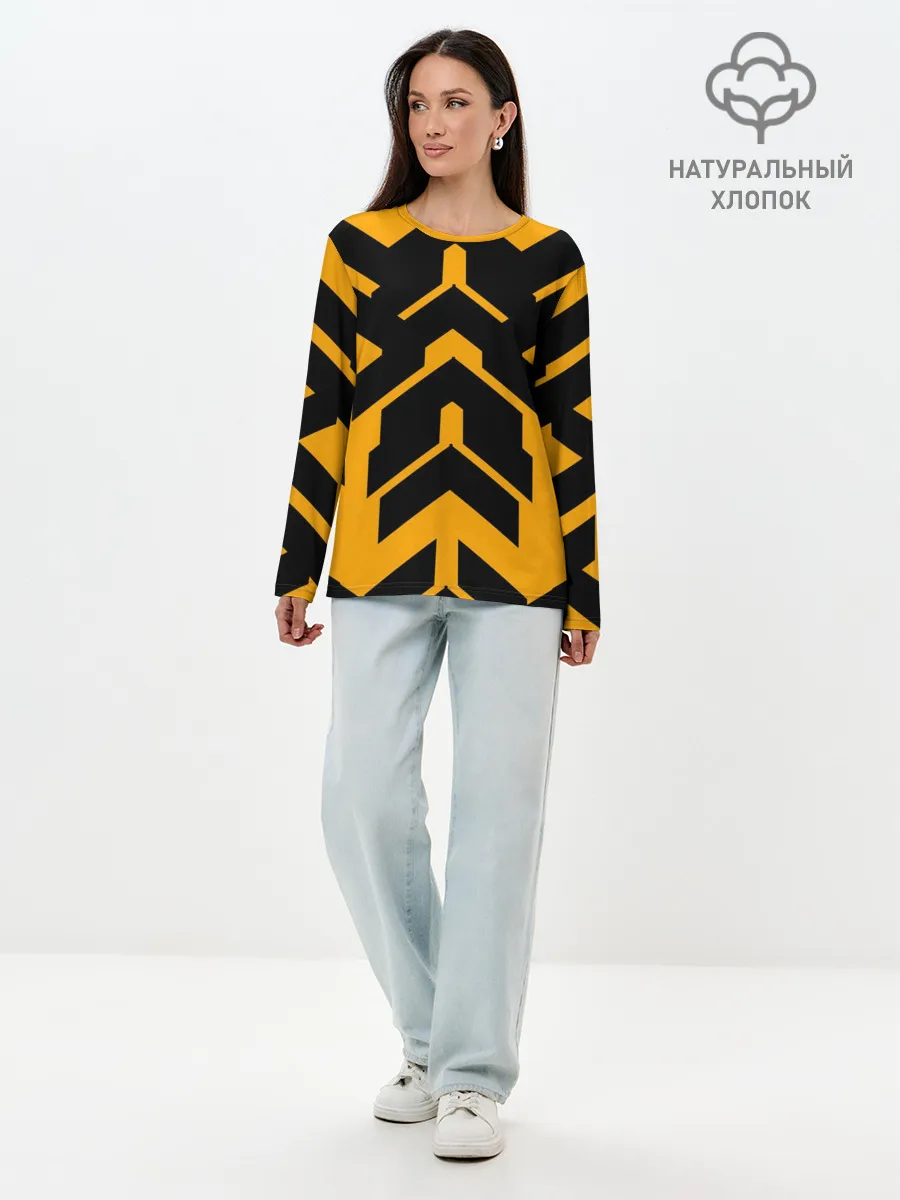 Лонгслив женский. Хлопок / геометрия концепт