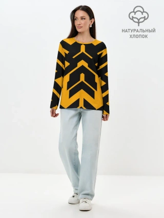 Лонгслив женский. Хлопок / геометрия концепт