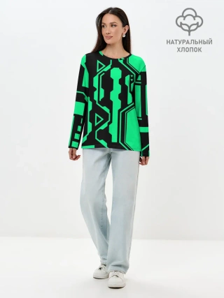 Лонгслив женский. Хлопок / КИБЕРПАНК