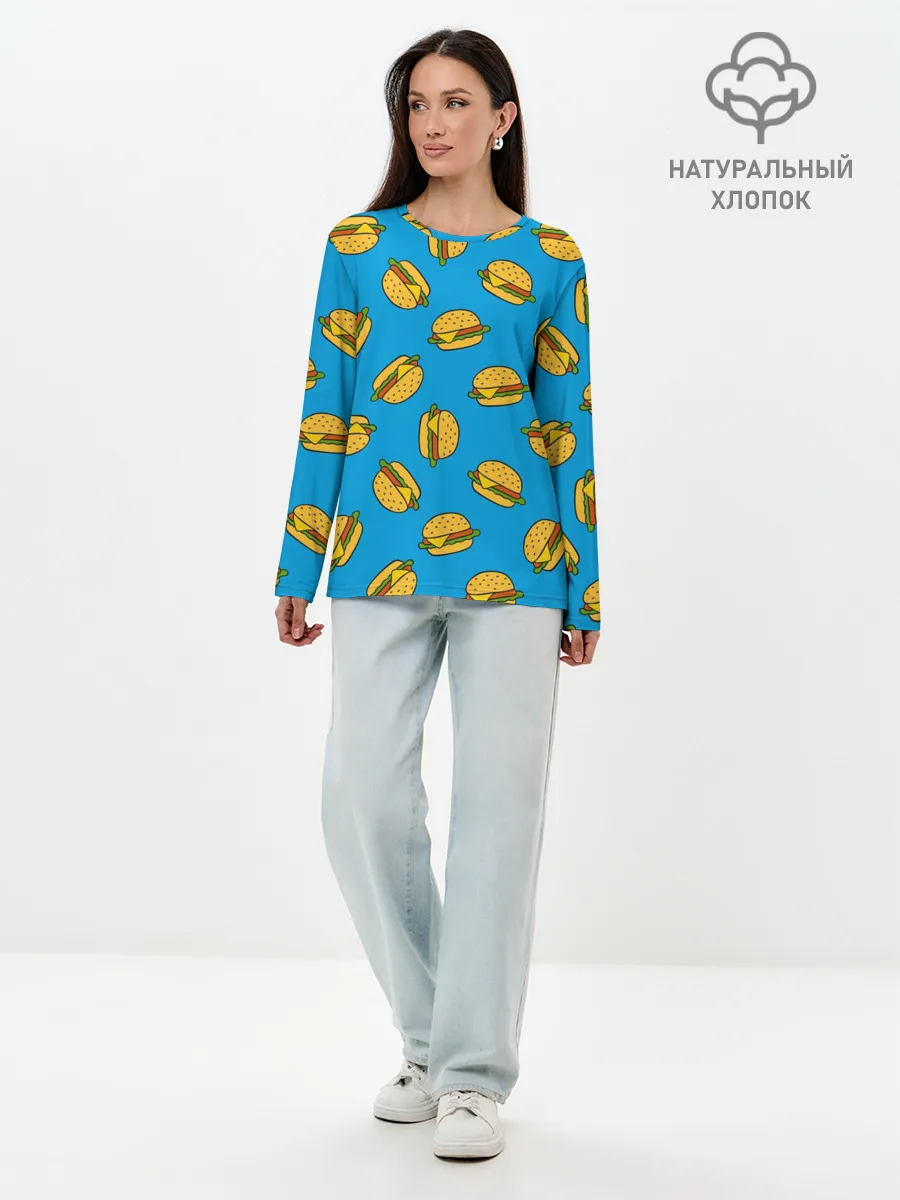 Лонгслив женский. Хлопок / БУРГЕРЫ