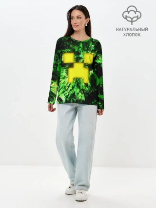 Лонгслив женский. Хлопок / Minecraft / Майнкрафт