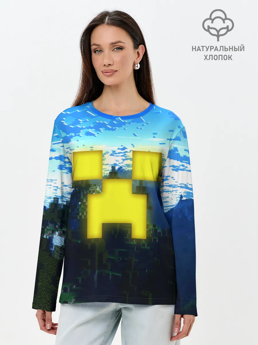 Лонгслив женский. Хлопок / Minecraft / Майнкрафт