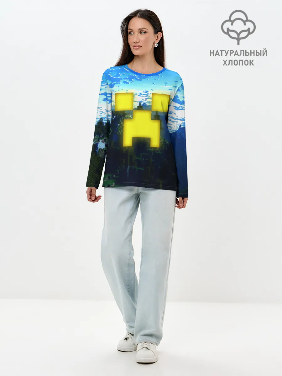 Лонгслив женский. Хлопок / Minecraft / Майнкрафт