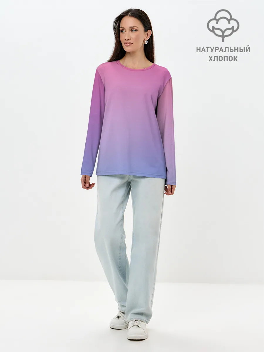 Лонгслив женский. Хлопок / Восход солнца