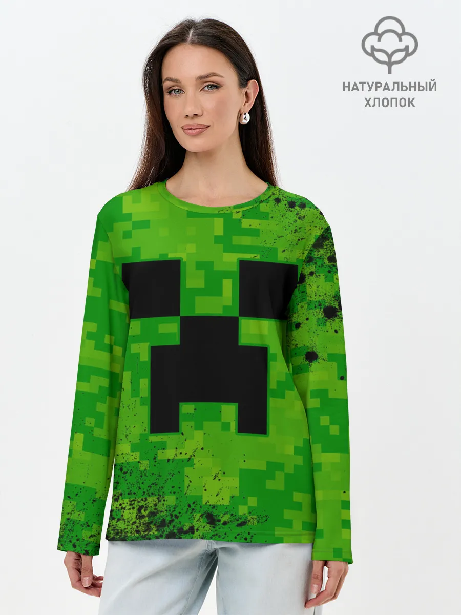 Лонгслив женский. Хлопок / MINECRAFT / МАЙНКРАФТ