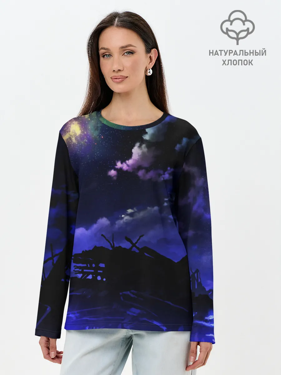 Лонгслив женский. Хлопок / Ночной закат