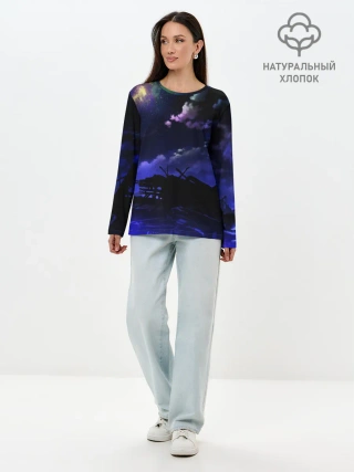 Лонгслив женский. Хлопок / Ночной закат