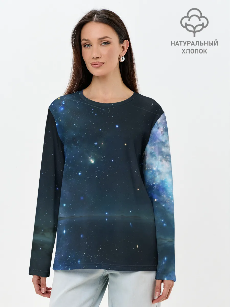 Лонгслив женский. Хлопок / Космос
