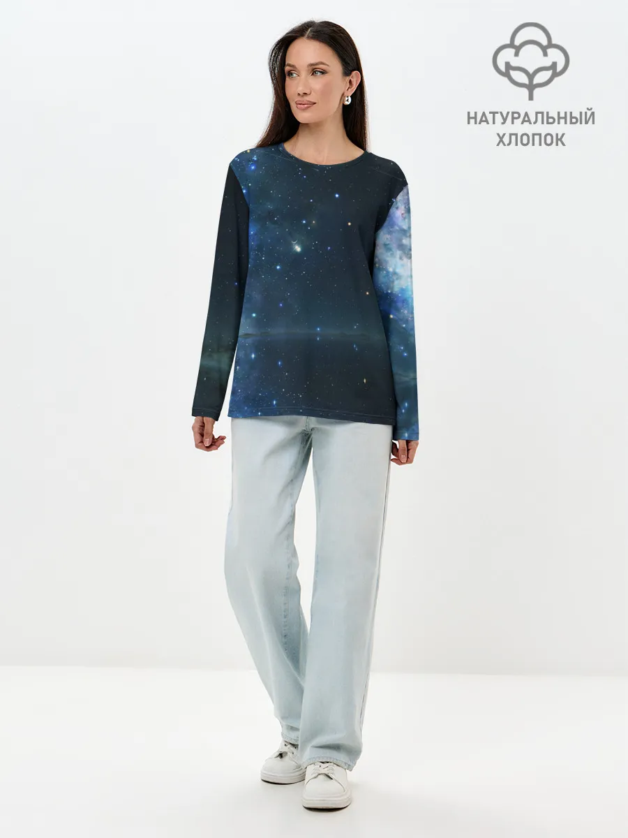Лонгслив женский. Хлопок / Космос