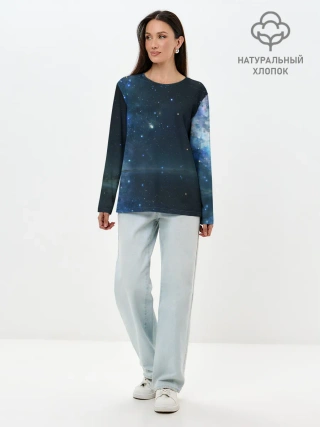 Лонгслив женский. Хлопок / Космос