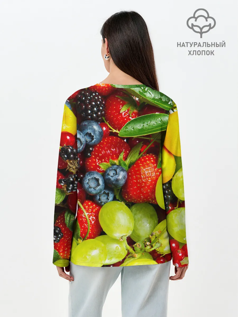 Лонгслив женский. Хлопок / Фруктовый рай
