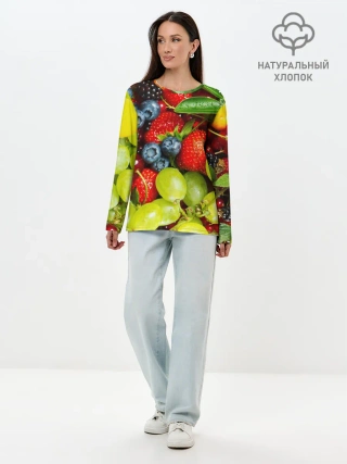 Лонгслив женский. Хлопок / Фруктовый рай