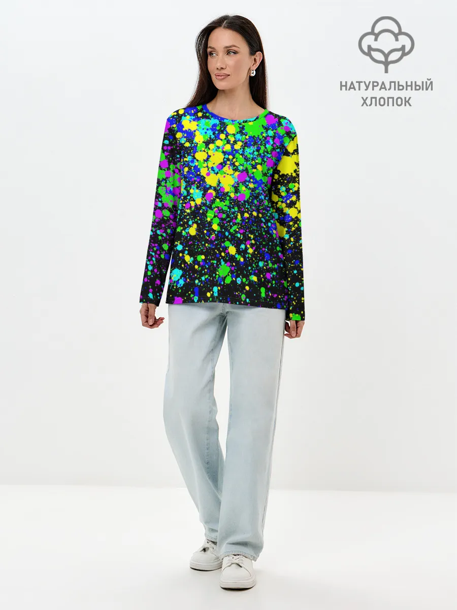 Лонгслив женский. Хлопок / Неоновые краски лета