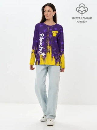 Лонгслив женский. Хлопок / ПИКАЧУ / PIKACHU