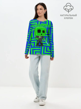 Лонгслив женский. Хлопок / Minecraft | Creeper