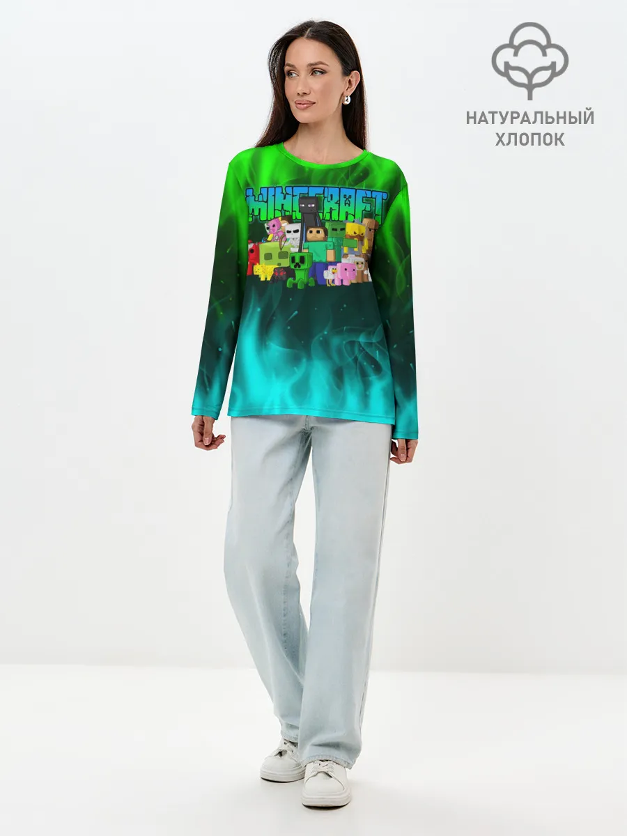 Лонгслив женский. Хлопок / Minecraft | Майнкрафт