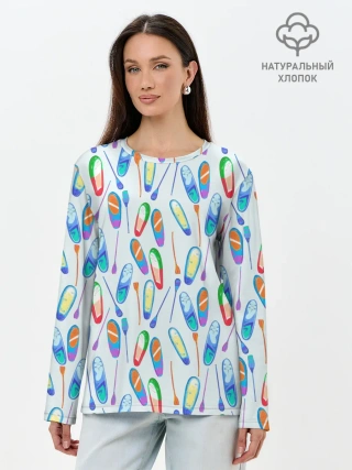 Лонгслив женский. Хлопок / доски для серфинга