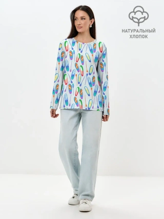 Лонгслив женский. Хлопок / доски для серфинга