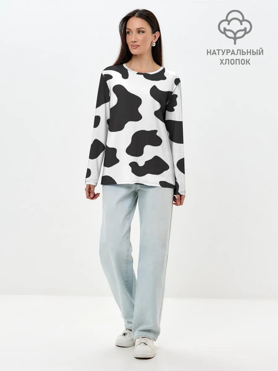 Лонгслив женский. Хлопок / COW PRINT