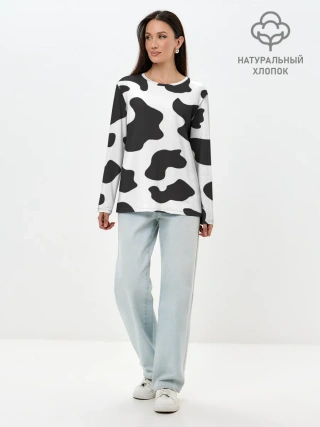 Лонгслив женский. Хлопок / COW PRINT